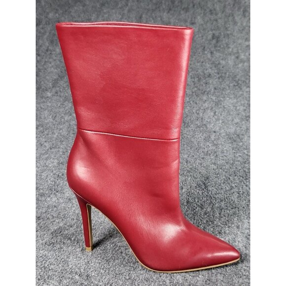 Charles David Shoes - CHARLES BY CHARLES DAVID RED FAUX LEATHER MIDI STILETTO BOOTS SZ 6.5 Winter Work